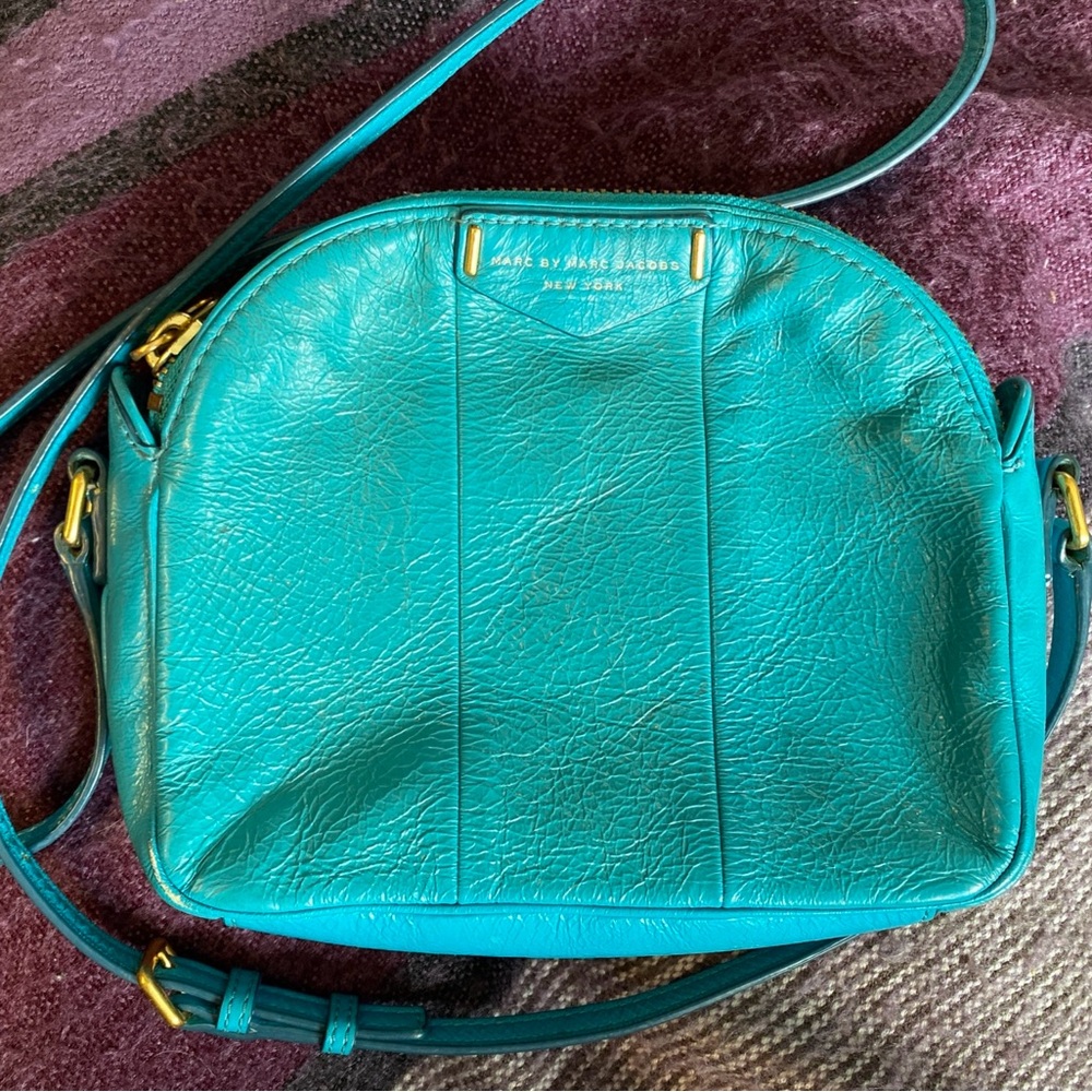 Marc By Marc Jacobs Turquoise Crossbody Bag with Pebbled Texture